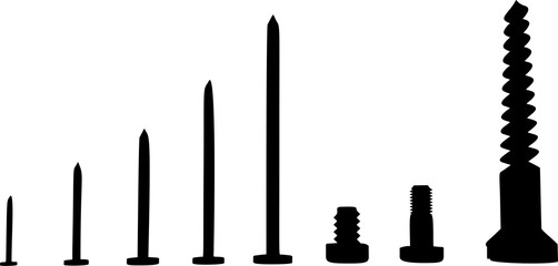 Set of screws and nails vector
