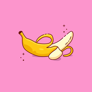 Flat Illustration Vector Graphic of Open Banana. Good for Book Menu, Banner, Icon, Greetings Card, and etc.