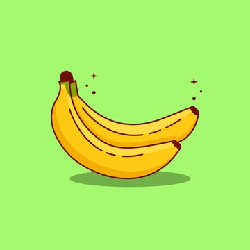 Flat Illustration Vector Graphic of 2 Banana. Good for Book Menu, Banner, Icon, Greetings Card, and etc.