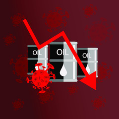 oil and gas crisis global. Drum and coronavirus. vector illustration design