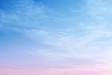 Beautiful twilight blue sky and pink cloud background