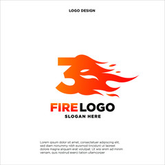 Obraz premium Letter 3 Fire Logo Design Element