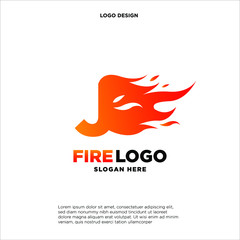 Letter J Fire Logo Design Element