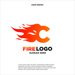 Letter C Fire Logo Design Element