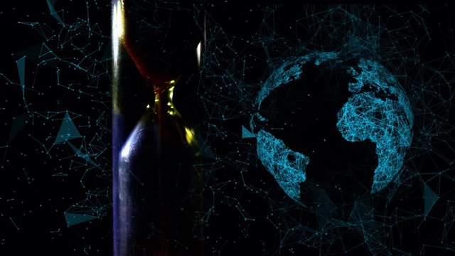 the concept of the passage of time in space, modern technologies and the interaction of people on the planet progress and increase the speed of computing and data transfer