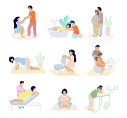 Birth positions set, vector flat isolated illustration