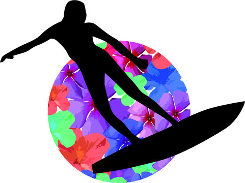 surfer print and embroidery graphic design vector art