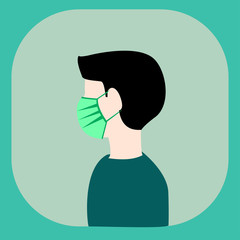 Man wearing mask to protection,safety .side view image,
