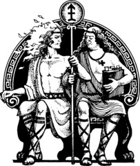 two mans sits on chair sagittarius zodiac 