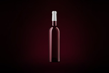 Wine bottle mock-up on dark background. Good use for your design, advertising and presentation. Mock up drink with place for lable and text. Branding and packaging template.