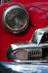 Details of a classic American car in Old Havana, Cuba
