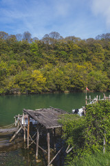 wooden bridge over lake