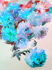 Abstract bright colored decorative background . Floral pattern handmade . Beautiful tender romantic summer bouquet of  flowers, made in the technique of watercolors from nature.