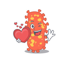A sweet bacteroides cartoon character style with a heart