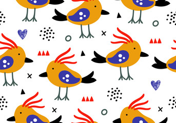Parrot bird jungle seamless pattern.
