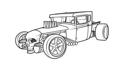 Hot Rod V8 Skull Muscle Car