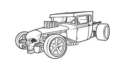 Hot Rod V8 Skull Muscle Car © Artem