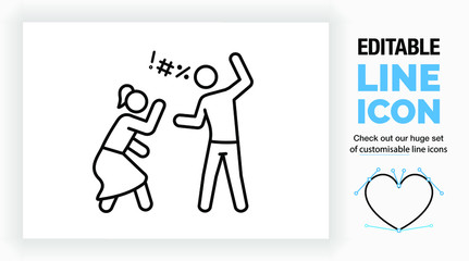 Editable line icon of domestic violence, part of a huge set of editable line icons!