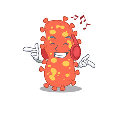 Bacteroides Cartoon in design concept listening music