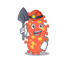 Bacteroides miner cartoon design concept with tool and helmet