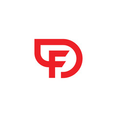 Obraz premium Unique modern trendy speedy sports brands black and red color DF FD D F initial based letter icon logo