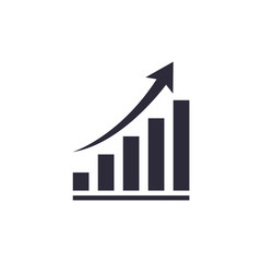 growing graph, bar chart, Flat icon isolated on the white background, flat design vector illustration.can be used for icons and other needs.