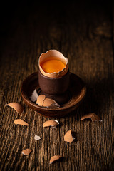 Broken raw farm egg