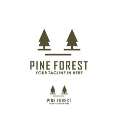 pine forest lanscape  logo design template vector, adventure brand logo inspiration, nature logo design template