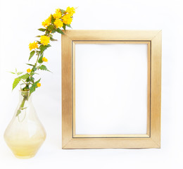 Frame for a portrait with yellow flowers in a jug. A frame that covers your quote, promotion, headline or design is great for small businesses, bloggers.