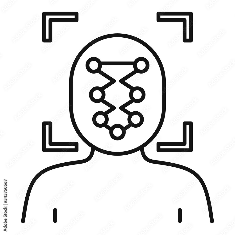 Wall mural Man face recognition icon. Outline man face recognition vector icon for web design isolated on white background