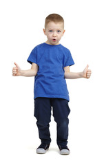 Boy kid in blue t-shirt happy smiling