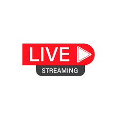 Obraz premium Live stream red vector design element with play button