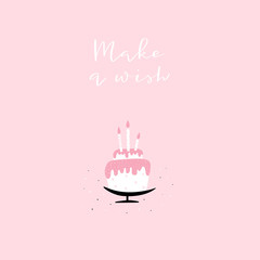 Birthday greeting card template with cake