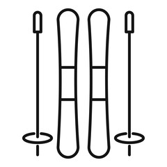 Ski equipment icon. Outline ski equipment vector icon for web design isolated on white background