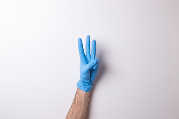 \hand in glove, on white background