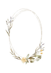 Hand painted Watercolor floral wreath - beautiful boho style.