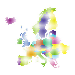 Fototapeta na wymiar Europe map made from halftone dot pattern