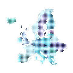 Europe map made from halftone dot pattern