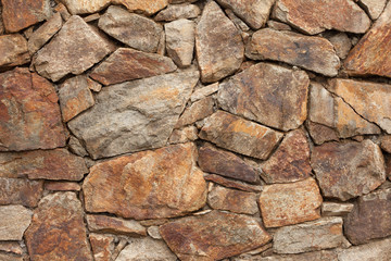a wall built up with stones