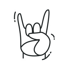 Obraz premium Sign of the horns hand gesture line icon.Symbol rock & roll.Vector isolated illustration 