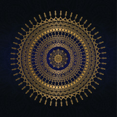 luxury and  golden color ornamental mandala design background for decoration, pattern and print..
