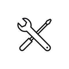 wrench and screwdriver icon isolated on white background