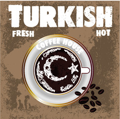 Fresh Turkish coffee print embroidery graphic design vector art