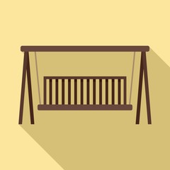 Swing wood bench icon. Flat illustration of swing wood bench vector icon for web design