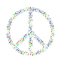 Fototapeta premium peace sign and birds print embroidery graphic design vector art