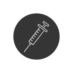 Syringe Injection Line Icon. Plastic medical syringe needle. Vector
