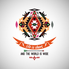 Vector colorful decorative element on native ethnic style