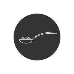 Spoon with sugar, salt, flour or other ingredient line icon. Vector