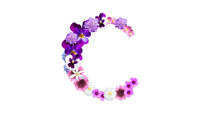 花文字（花フォント、春の花）：アルファベットのC