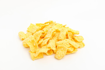 Chips made of corn on a white background